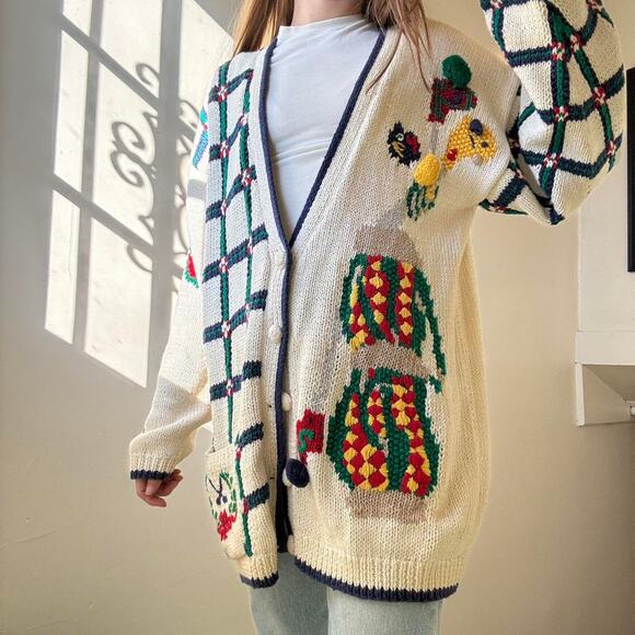 Vintage Heirlooms Golf Cardigan Large Preppy Grandpa Sweater - Picture 4 of 5